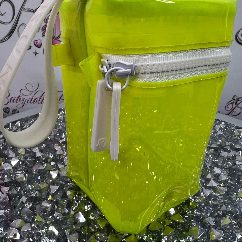Drunk elephant bag seethrough transparent Neon Yellow Clear Vinyl Cosmetic Pouch - Picture 6 of 10